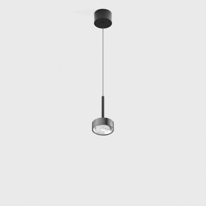 Светильник подвесной с накладной базой LTX SOL MINI P, D75mm, H135mm, 7W LED, 24?, 4000K, IP20, черный/хром (03.7530.7.940.BK/CR)