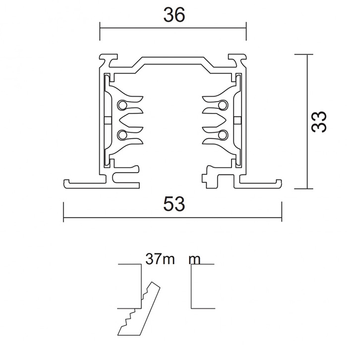 Шинопровід вбудований 3-х фазний, чорний (7512-30-30)