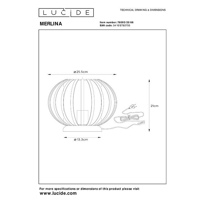 Настольная лампа Lucide 78593/25/66 Merlina