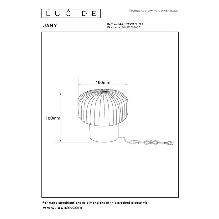 Настольная лампа Lucide 78595/01/02 Jany