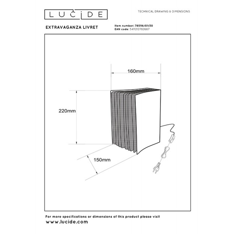 Настольная лампа Lucide 78596/01/30 Extravaganza livret