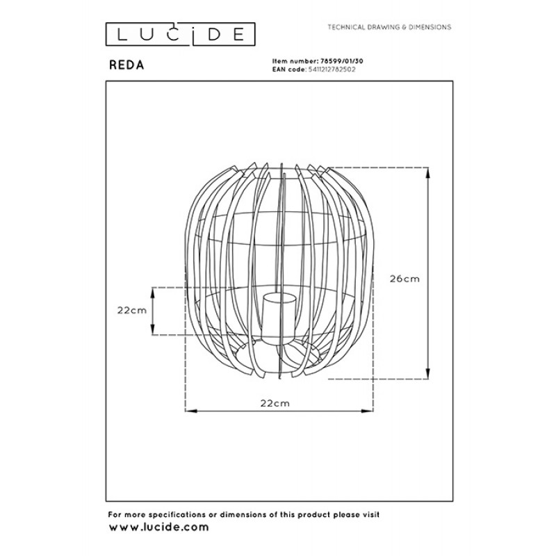 Настольная лампа Lucide 78599/01/30 Reda
