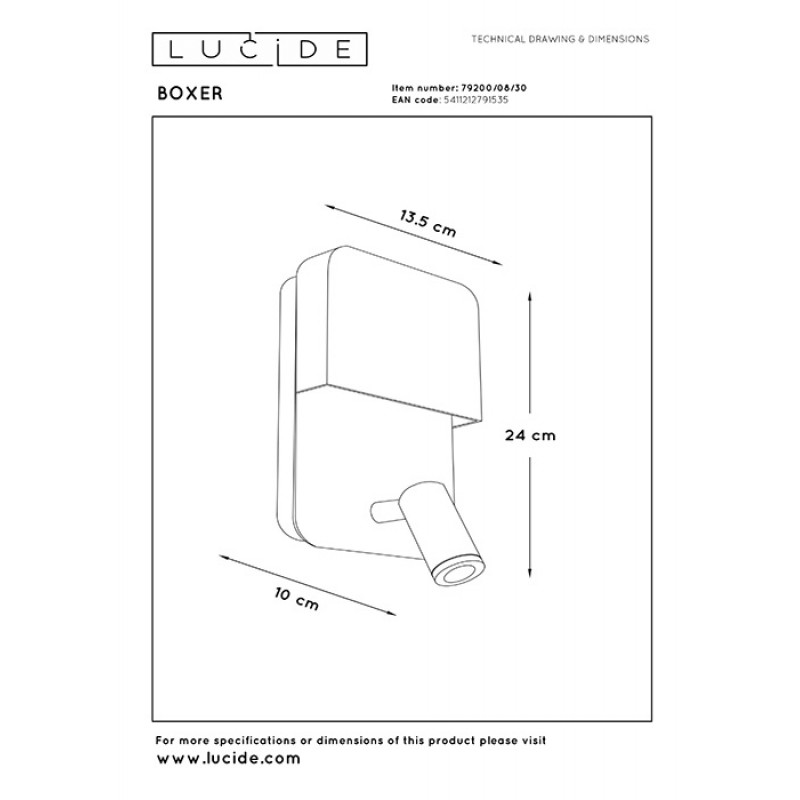 Спот Lucide 79200/08/30 Boxer, 10 Вт, 600 лм, 3000K