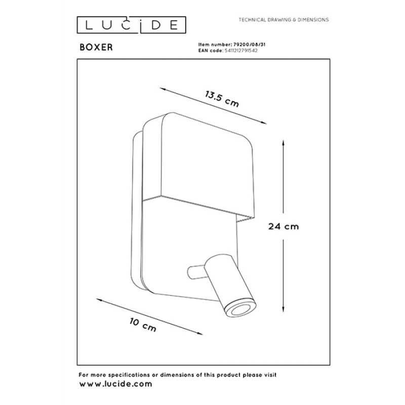 Спот Lucide 79200/08/31 Boxer, 10 Вт, 600 лм, 3000K