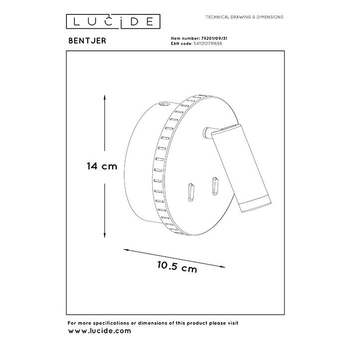 Спот - Lucide 79201/09/31 Bentjer, 11 Вт, 600 лм, 3000K
