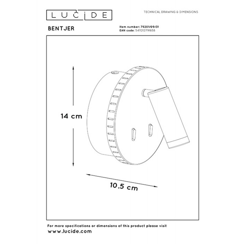Спот Lucide 79201/09/31 Bentjer, 11 Вт, 600 лм, 3000K