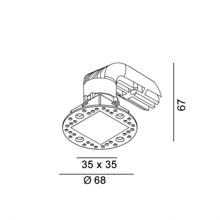 Светильник встраиваемый потолочный LTX Nano S TRIMLESS, L35мм, W35мм, H67мм, LED 8W 2700K, белый (01.3901.8.927.WH)
