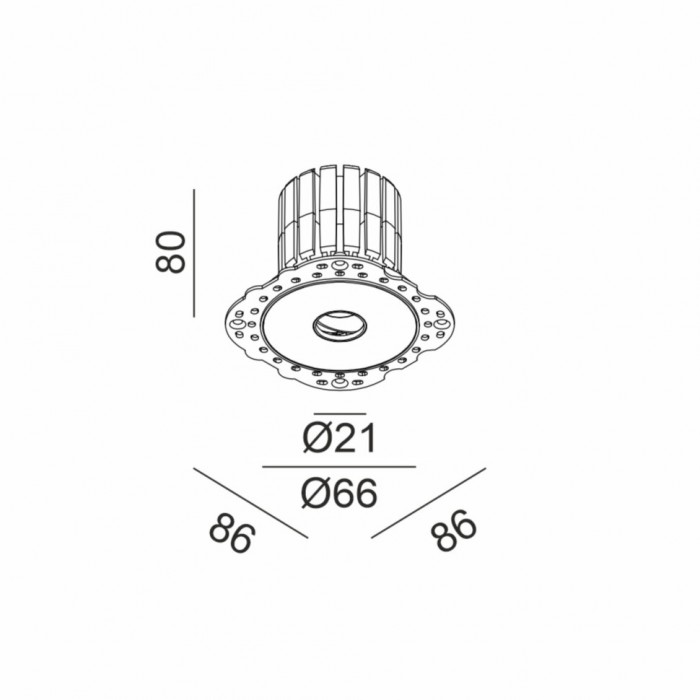 Светильник встраиваемый потолочный LTX MICRO, D66mm, H80mm, LED 12.6W, 3000K, белый (01.2100.13.930.WH)