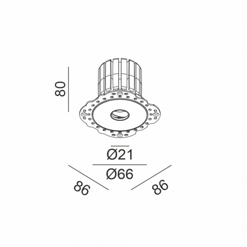 Светильник встраиваемый потолочный LTX MICRO, D66mm, H80mm, LED 12.6W, 3000K, белый (01.2100.13.930.WH)