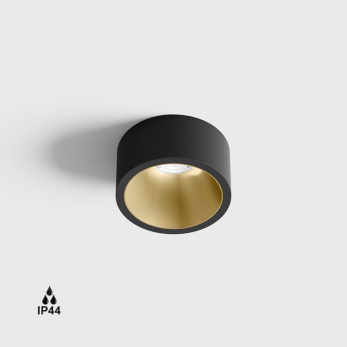 Светильник встраиваемый потолочный LTX INVISIBLE MINI OUT, D55mm, H58mm, LED 6.3W, 2700K, черный/латунь (01.2203.7.927.BK/BR)