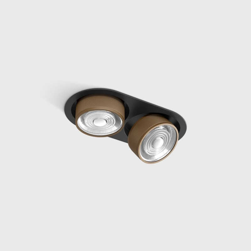 Світильник вбудований стельовий LTX SOL IN MINI X2, L206mm, W111mm, H50mm, LED 2x7W, 4000K, чорний/coffee (01.7522.14.940.BK/CFG)