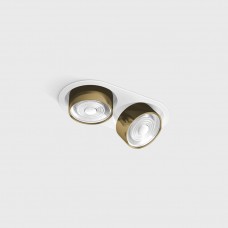 Светильник встраиваемый потолочный LTX SOL IN MINI X2, L206mm, W111mm, H50mm, LED 2x7W, 3000K, белый/латунь (01.7522.14.930.WH/BR)