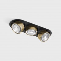 Светильник встраиваемый потолочный LTX SOL IN MINI X3, L301mm, W111mm, H50mm, LED 3x7W, 3000K, черный/латунь (01.7523.21.930.BK/BR)