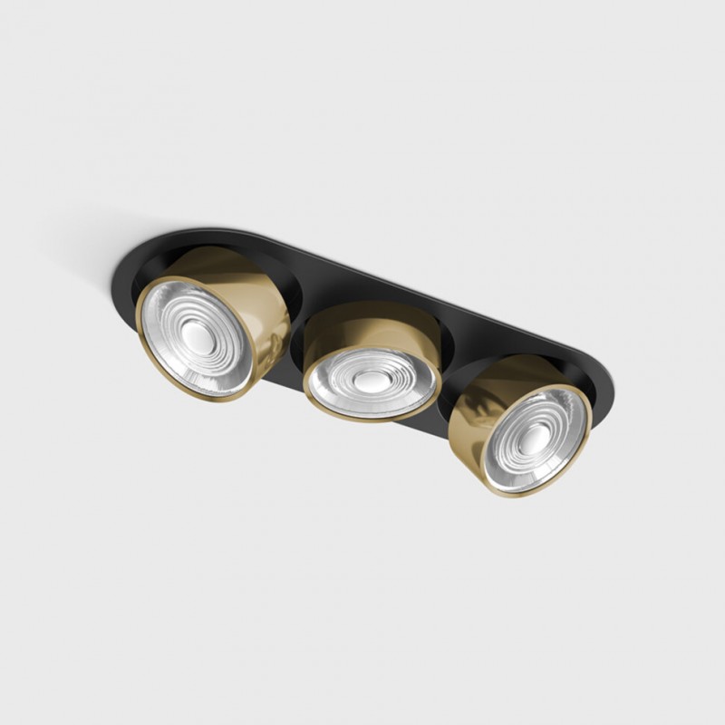 Світильник вбудований стельовий LTX SOL IN MINI X3, L301mm, W111mm, H50mm, LED 3x7W, 4000K, чорний/латунь (01.7523.21.940.BK/BR)