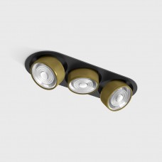 Світильник вбудований стельовий LTX SOL IN MINI X3, L301mm, W111mm, H50mm, LED 3x7W, 4000K, чорний/латунь (01.7523.21.940.BK/BRG)