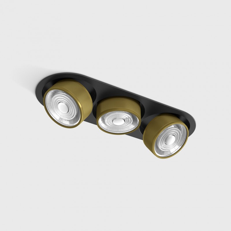 Світильник вбудований стельовий LTX SOL IN MINI X3, L301mm, W111mm, H50mm, LED 3x7W, 3000K, чорний/латунь (01.7523.21.930.BK/BRG)