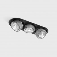 Світильник вбудований стельовий LTX SOL IN MINI X3, L301mm, W111mm, H50mm, LED 3x7W, 4000K, чорний/хром (01.7523.21.940.BK/CRG)