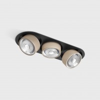 Світильник вбудований стельовий LTX SOL IN MINI X3, L301mm, W111mm, H50mm, LED 3x7W, 4000K, чорний/sahara beige (01.7523.21.940.BK/SBG)