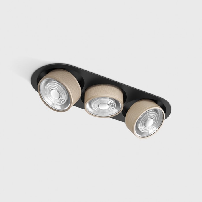 Світильник вбудований стельовий LTX SOL IN MINI X3, L301mm, W111mm, H50mm, LED 3x7W, 3000K, чорний/sahara beige (01.7523.21.930.BK/SBG)