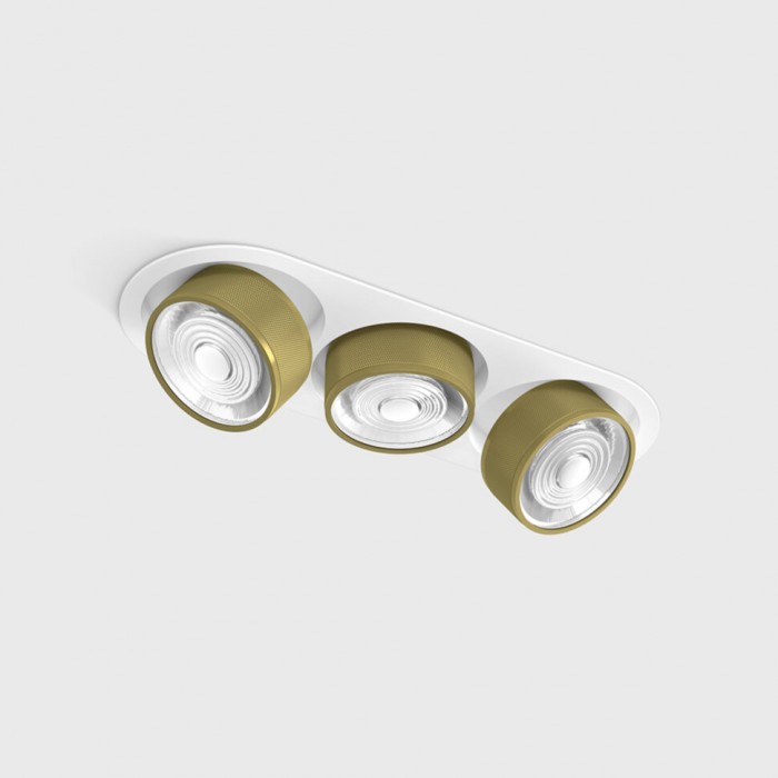 Светильник встраиваемый потолочный LTX SOL IN MINI X3, L301mm, W111mm, H50mm, LED 3x7W, 3000K, белый/латунь (01.7523.21.930.WH/BRG)