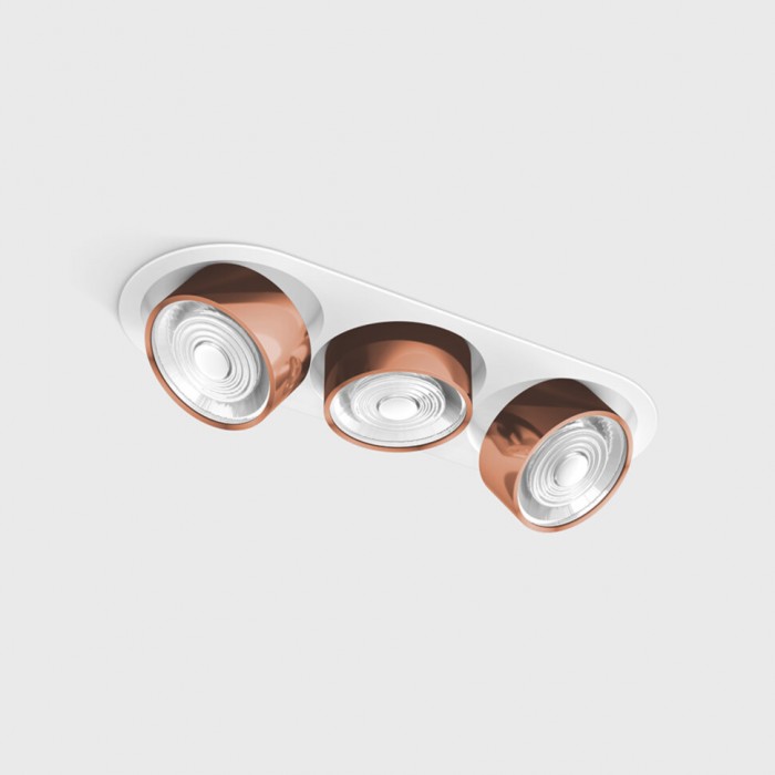 Светильник встраиваемый потолочный LTX SOL IN MINI X3, L301mm, W111mm, H50mm, LED 3x7W, 3000K, белый/медь (01.7523.21.930.WH/CP)
