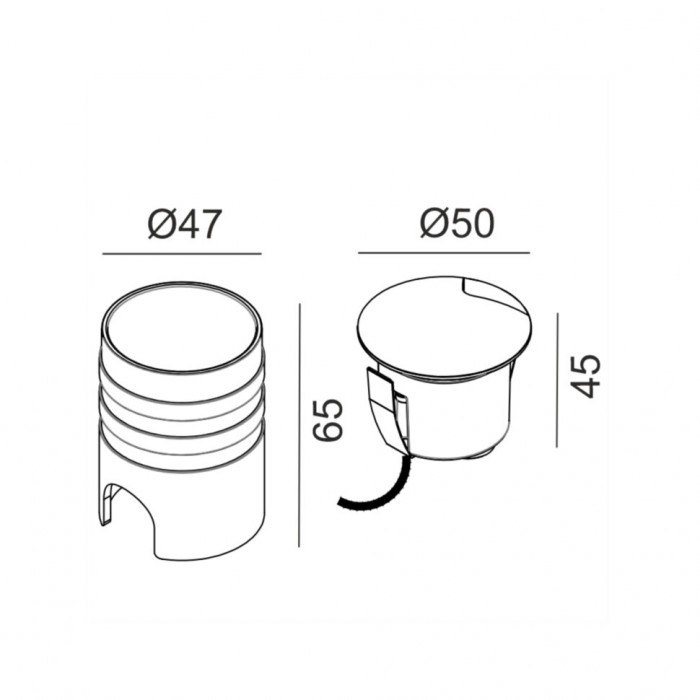 Светильник встроенный LTX PATH LIGHT, D50mm, H65mm, LED 1W, 3000К, графит (08.4841.1.930.GR)
