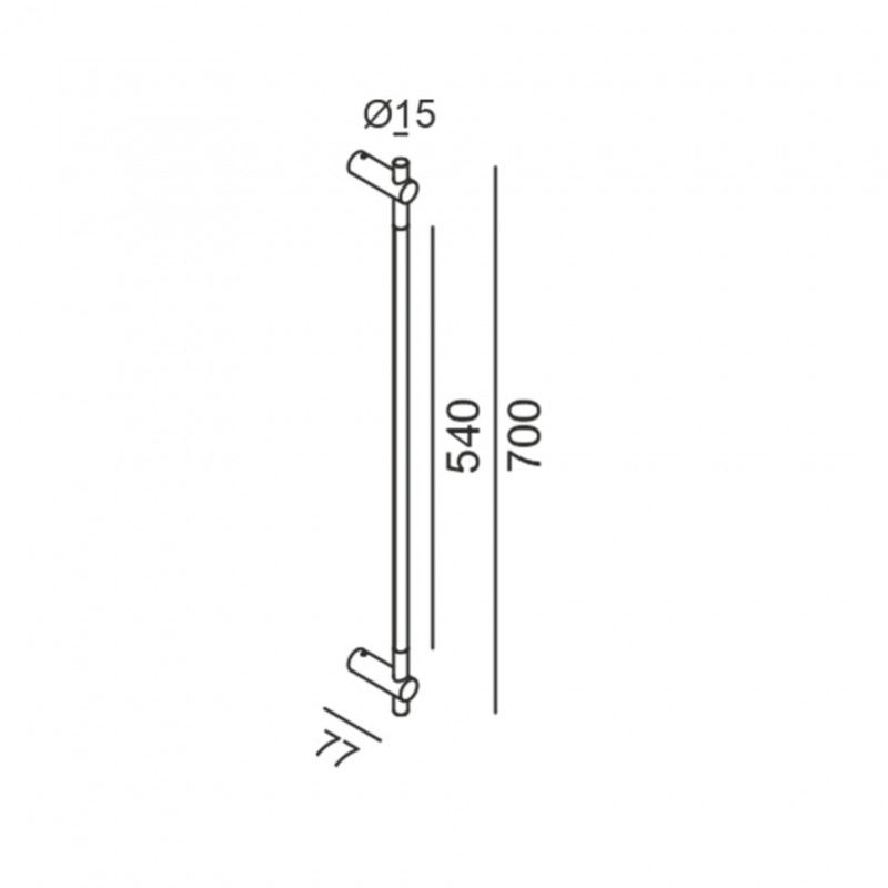 Накладной светильник LTX STRAW, L700mm, D15mm, sp77mm, LED 5W, 3000К, 48V, черный (10.1507.5.930.BK)