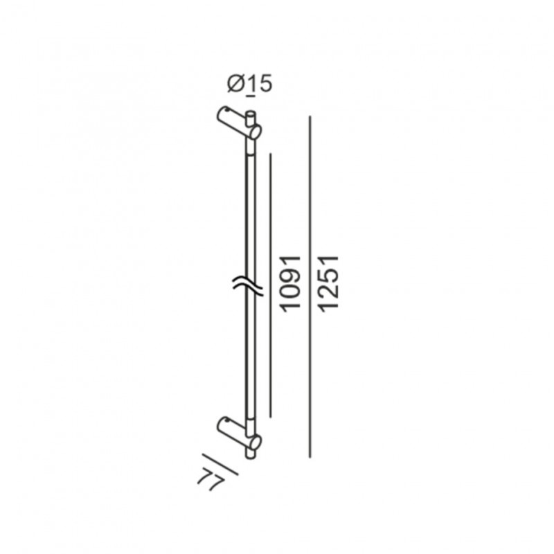 Накладной светильник LTX STRAW, L1251mm, D15mm, sp77mm, LED 10W, 3000К, 48V, черный (10.1512.10.930.BK)