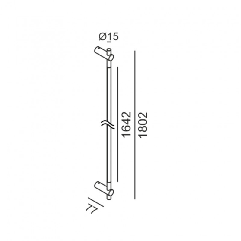 Накладной светильник LTX STRAW, L1802mm, D15mm, sp77mm, LED 15W, 3000К, 48V, черный (10.1518.15.930.BK)