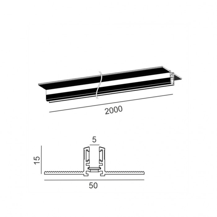 Трек вбудований PICO_LINE TRACK R, L2000mm, W50mm, H15mm, чорний (16.R200.BK) Трек вбудований PICO_LINE TRACK R, L2000mm, W50mm, H15mm, чорний (16.R200.BK)
