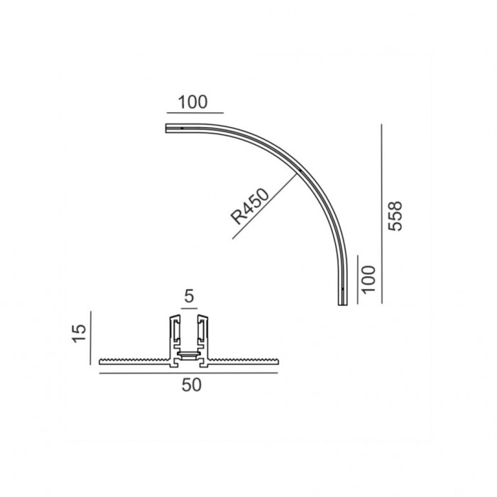 Вбудований радіальний кут PICO_LINE ARC R, R450mm, 558x558mm, H15mm, чорний (16.RC45.BK) Вбудований радіальний кут PICO_LINE ARC R, R450mm, 558x558mm, H15mm, чорний (16.RC45.BK)