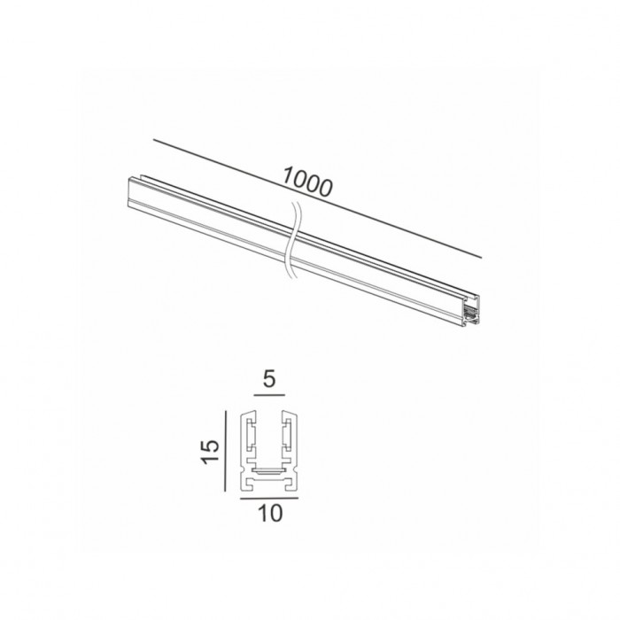 Трек накладний PICO_LINE TRACK S, L1000mm, W10mm, H15mm, чорний (16.S100.BK)
