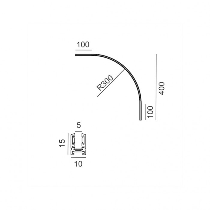 Накладний радіальний кут PICO_LINE ARC S, R300mm, 400x400mm, H15mm, чорний (16.SC30.BK)