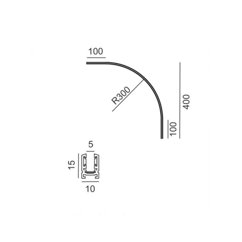 Накладний радіальний кут PICO_LINE ARC S, R300mm, 400x400mm, H15mm, чорний (16.SC30.BK)