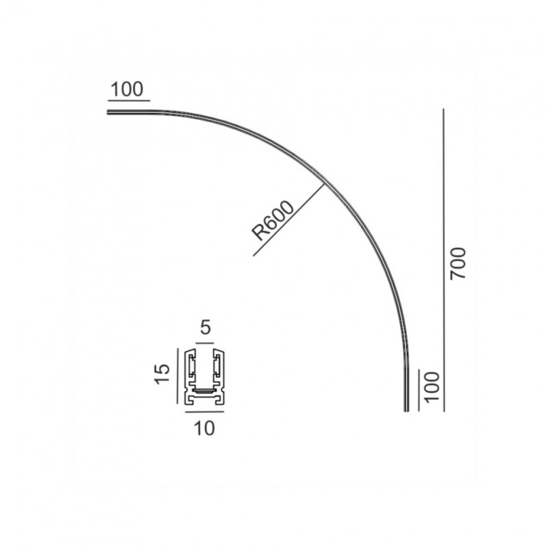 Накладной радиальный угол PICO_LINE ARC S, R600mm, 700x700mm, H15mm, черный (16.SC60.BK)