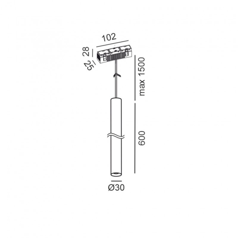 Світильник підвісний LTX IN_RING TUB S P 600, D30mm, H600mm, LED 7W, 50?, 3000K, білий (09.0360.8.930.WH)