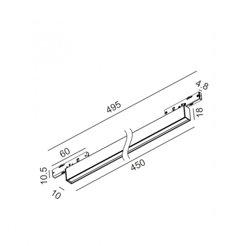 Світильник лінійний LTX PICO_LINE LINEA OUT 450, L450mm, W10mm, H18mm, LED 12W, 4000K, DIM, 24V, опаловий/чорний (16.4510.12.940.BK.DIM)