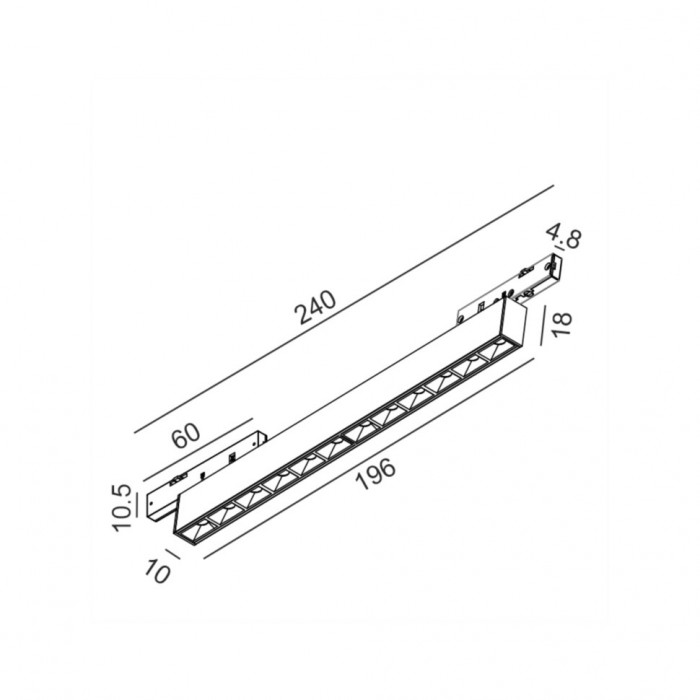 Світильник лінійний LTX PICO_LINE COMFORT OUT 196, L196mm, W10mm, H18mm, LED 10W, 3000K, DIM, 24V, чорний (16.2011.10.930.BK.DIM)