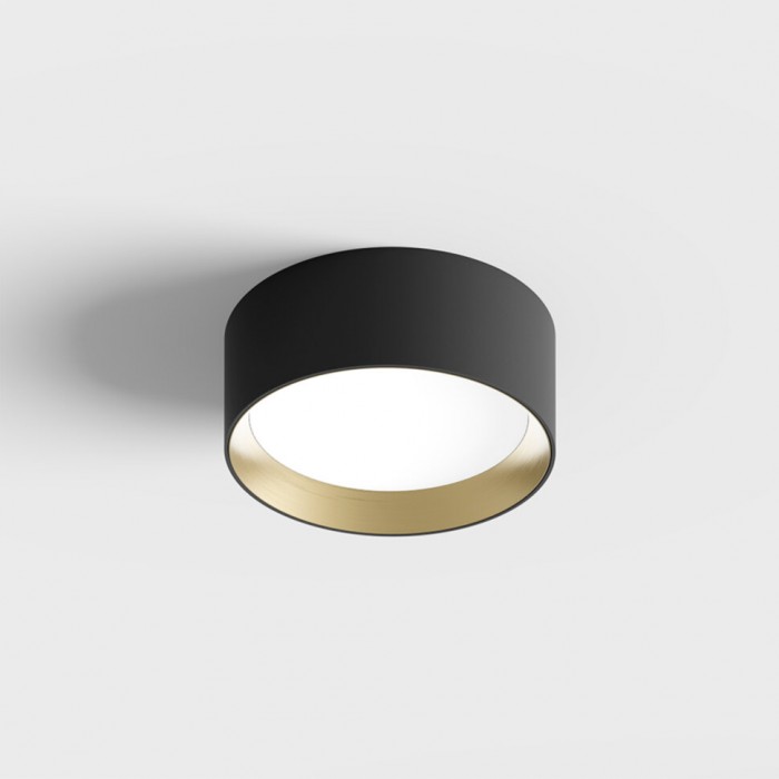 Світильник стельовий накладний LTX PRISMA L, D199mm, H80mm, LED 16W, 4000К, чорний/латунь (02.1980.16.940.BK/BR)