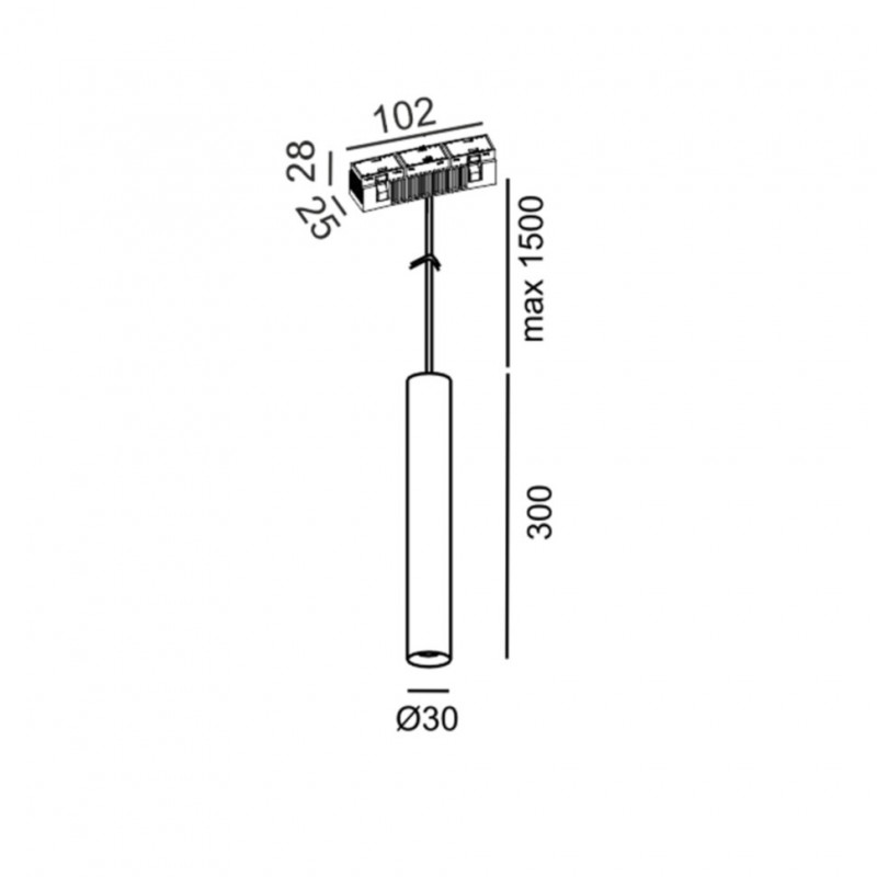 Світильник підвісний LTX IN_RING TUB S P 300, D30mm, H300mm, LED 7W, 50?, 4000K, чорний (09.0331.8.940.BK)