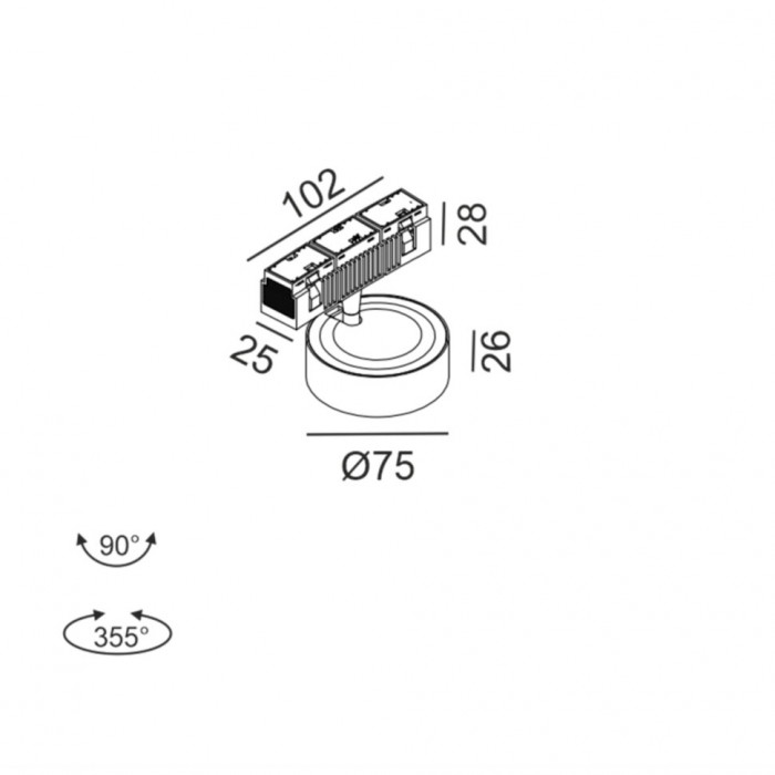 Светильник LTX IN_RING SOL MINI, D75mm, H26mm, LED 6.3W, 3000К, черный/черный (09.7526.7.930.BKG/BK)