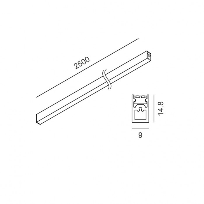 Трек підвісний AIR_TRACK S, L2500mm, W9mm, H14.8mm, латунь (15.S250.BR)