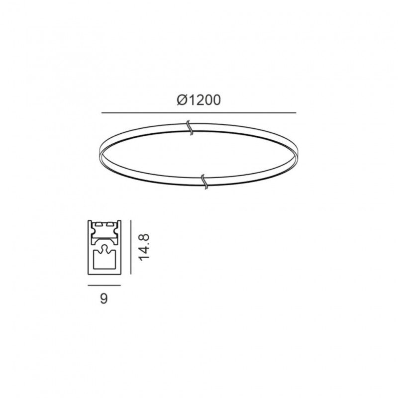 Підвісний радіальний трек AIR_TRACK RING, D1200mm, W9mm, H14.8mm, чорний (15.C120.BK)