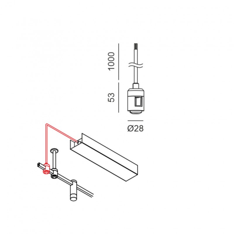 AIR_POWER UNIT 100 накладна стельова база з блоком живлення 100W, L350mm, W74mm, H50mm, 48V, NO DIM, чорний (15.A35BD.BK)