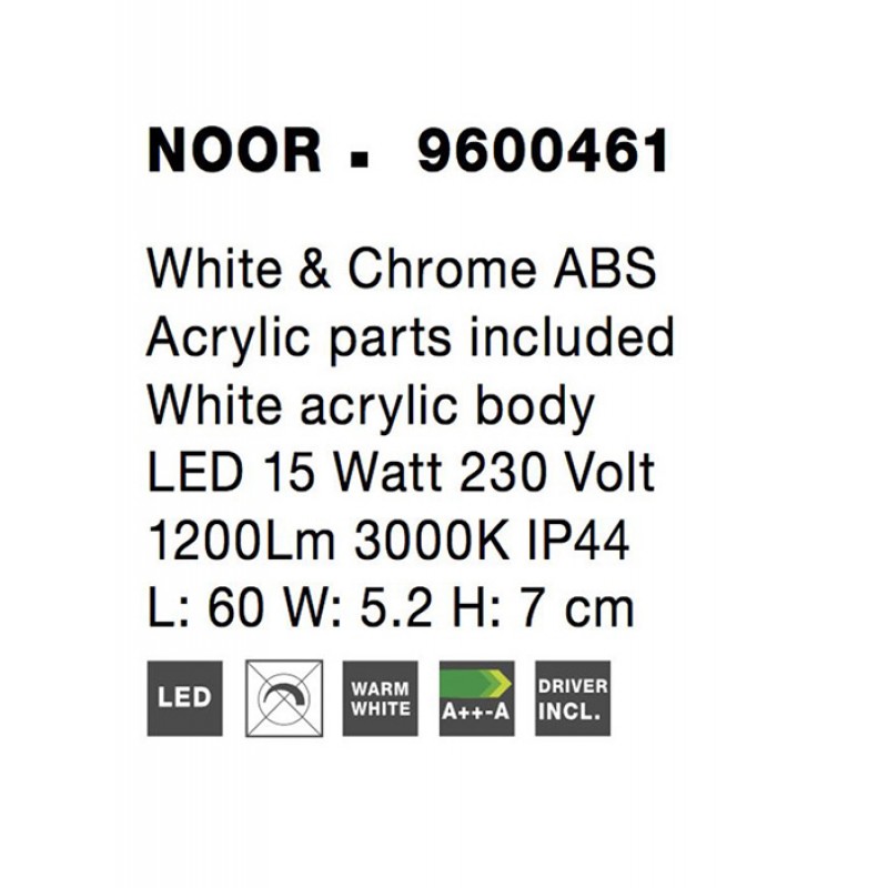 Підсвітка для дзеркала Nova Luce 9600461 Noor, 15 Вт, 1200 лм, 3000K