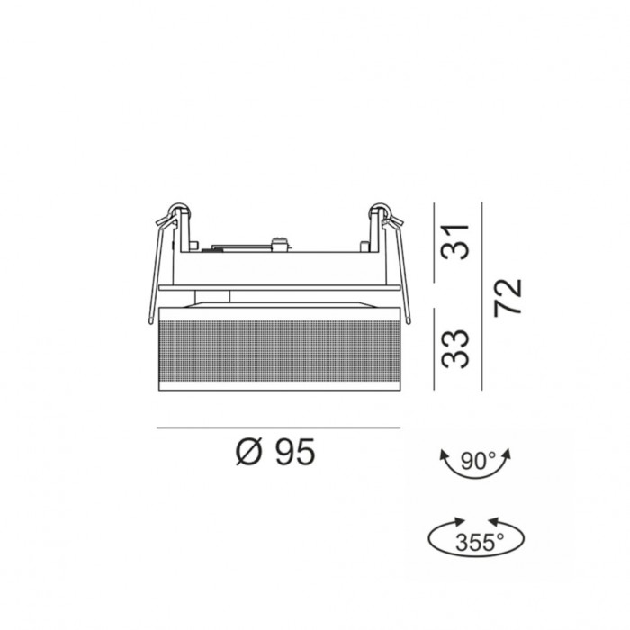 Світильник стельовий вбудований LTX SOL IN, D95mm, H33mm, LED 14W 4000K, білий/латунь (01.9533.14.940.WH/BRG)
