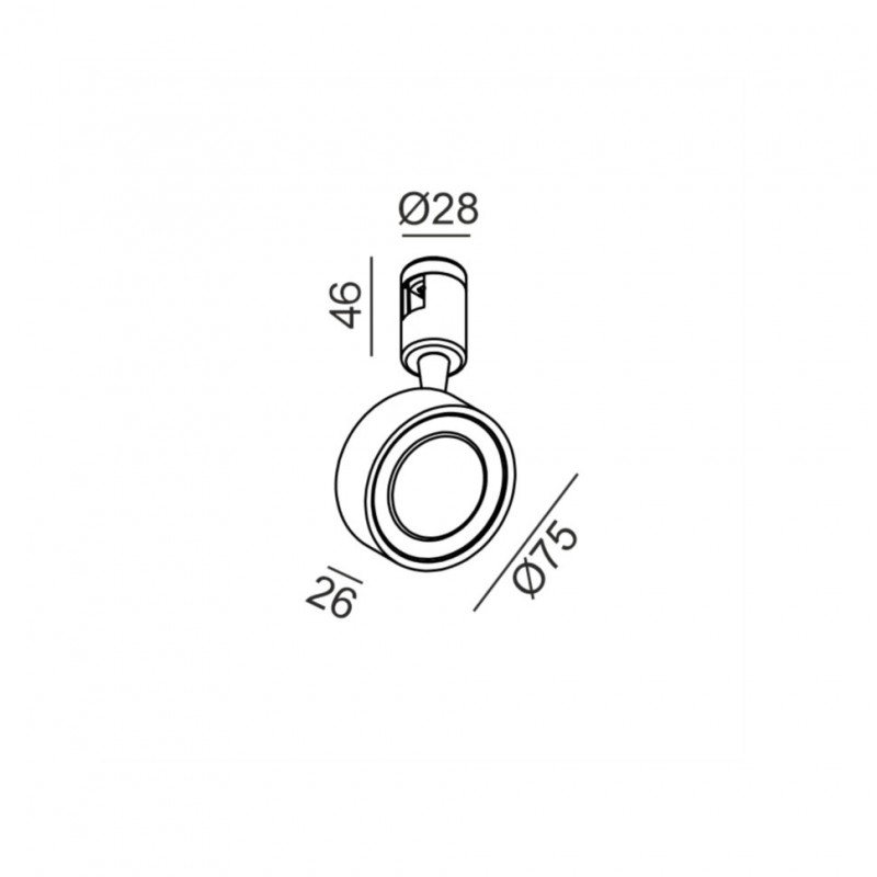 Светильник прожекторного типа LTX AIR_SOL MINI, D75mm, H26mm, LED 4W, 3000K, DIM: DALI, 0-10V, черный (15.7526.4.930.BK)