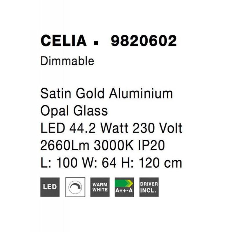 Підвісний світильник Nova Luce 9820602 Celia, 44 Вт, 2660 лм, 3000K