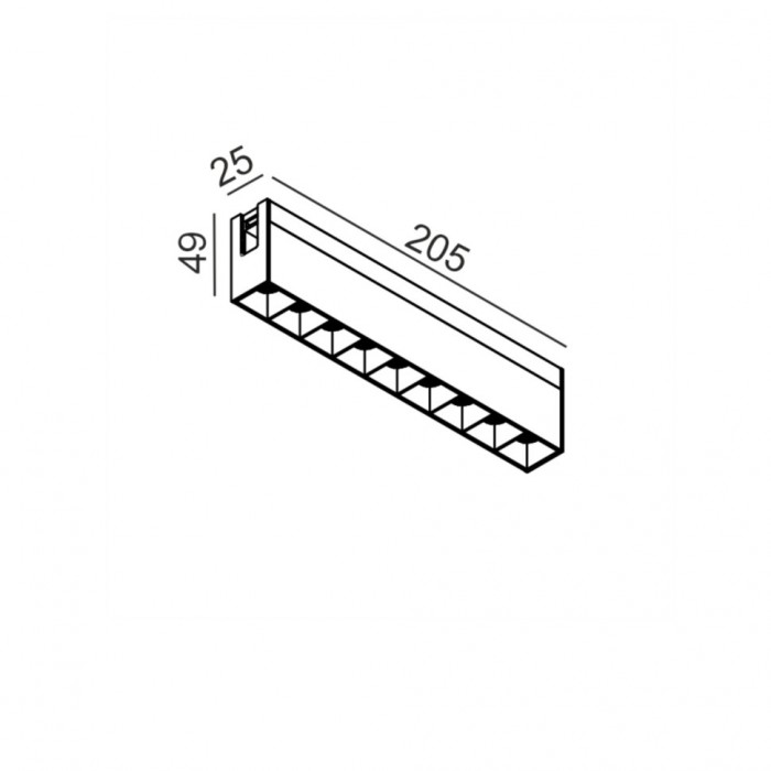 Світильник лінійний LTX AIR_COMFORT, L205mm, W25mm, H49mm, LED 9W, 3000К, чорний (15.2051.9.930.BK)