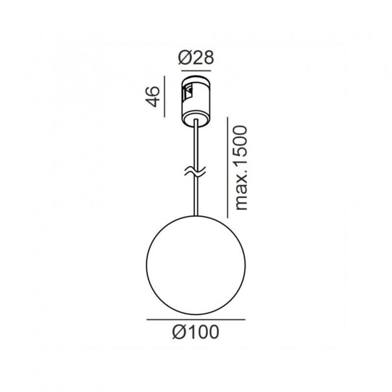 Светильник подвесной LTX AIR_SFERA P, D100mm, LED 4W, 3000К, опал/черный (15.1000.4.930.BK)